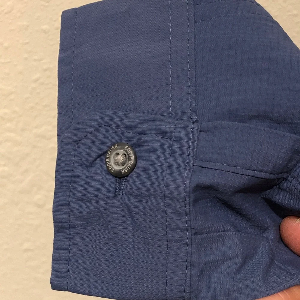 Eddie Bauer Mountain Ripstop Blue Button-Down Utility Shirt - Picture 5 of 16